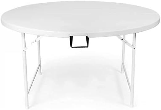 Table pliante ronde, en plastique portable confortable pour 6 à 8 places, de banquet fête campeur conférence, repas mariage, pique-nique plein air, événement familial